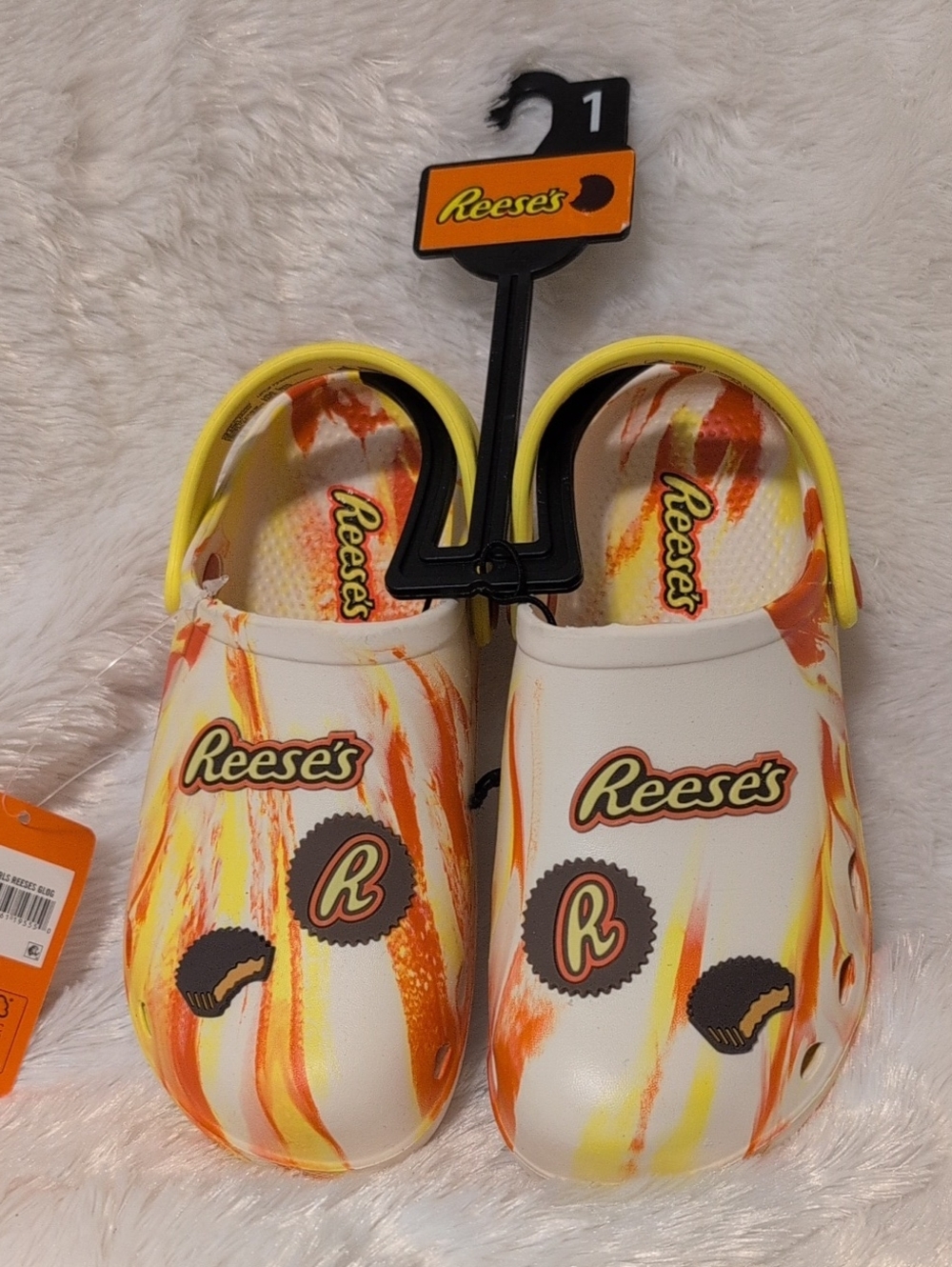 Reese's Kids' Slip-On Clogs in White & Orange Sz 1